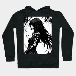 Gothic Reverie: Captivating Dark Art in Black and White Hoodie